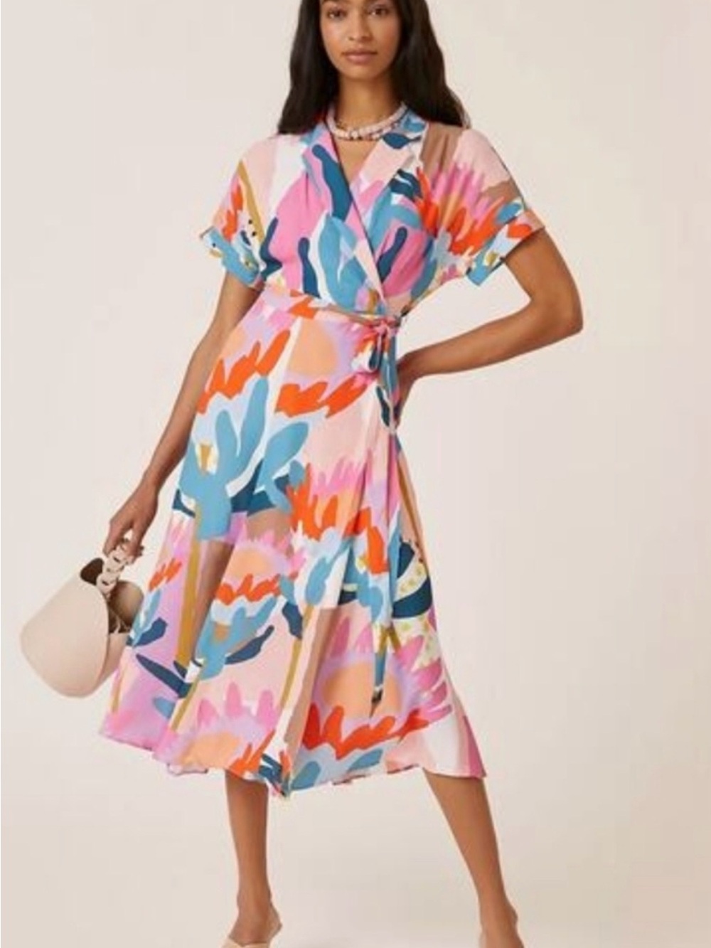 Anthropologie Hutch Abstract Floral Wrap Midi Dress